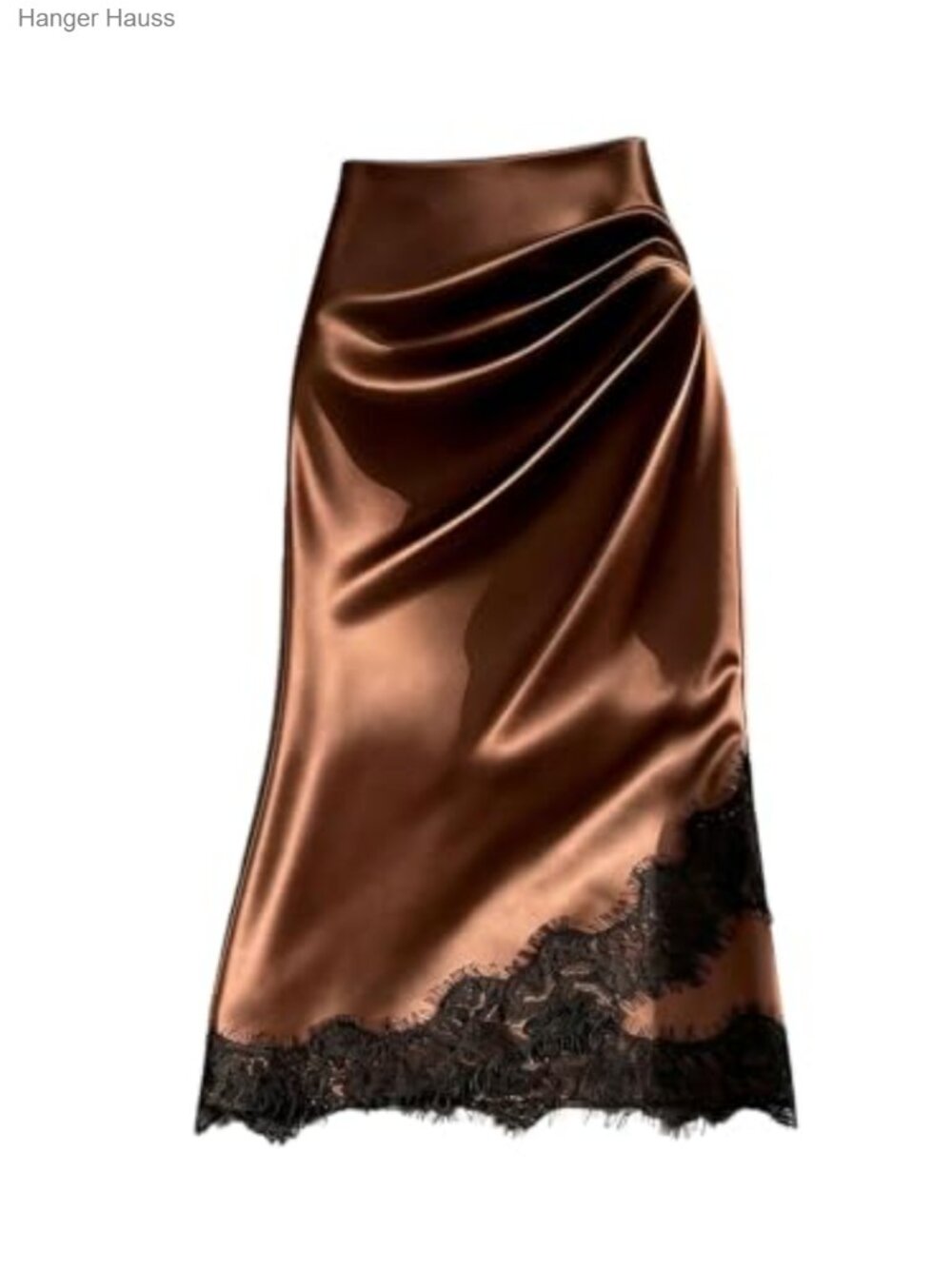 Plus Size Lace Satin Low Rise Ruched Long Midi Skirt Bodycon
